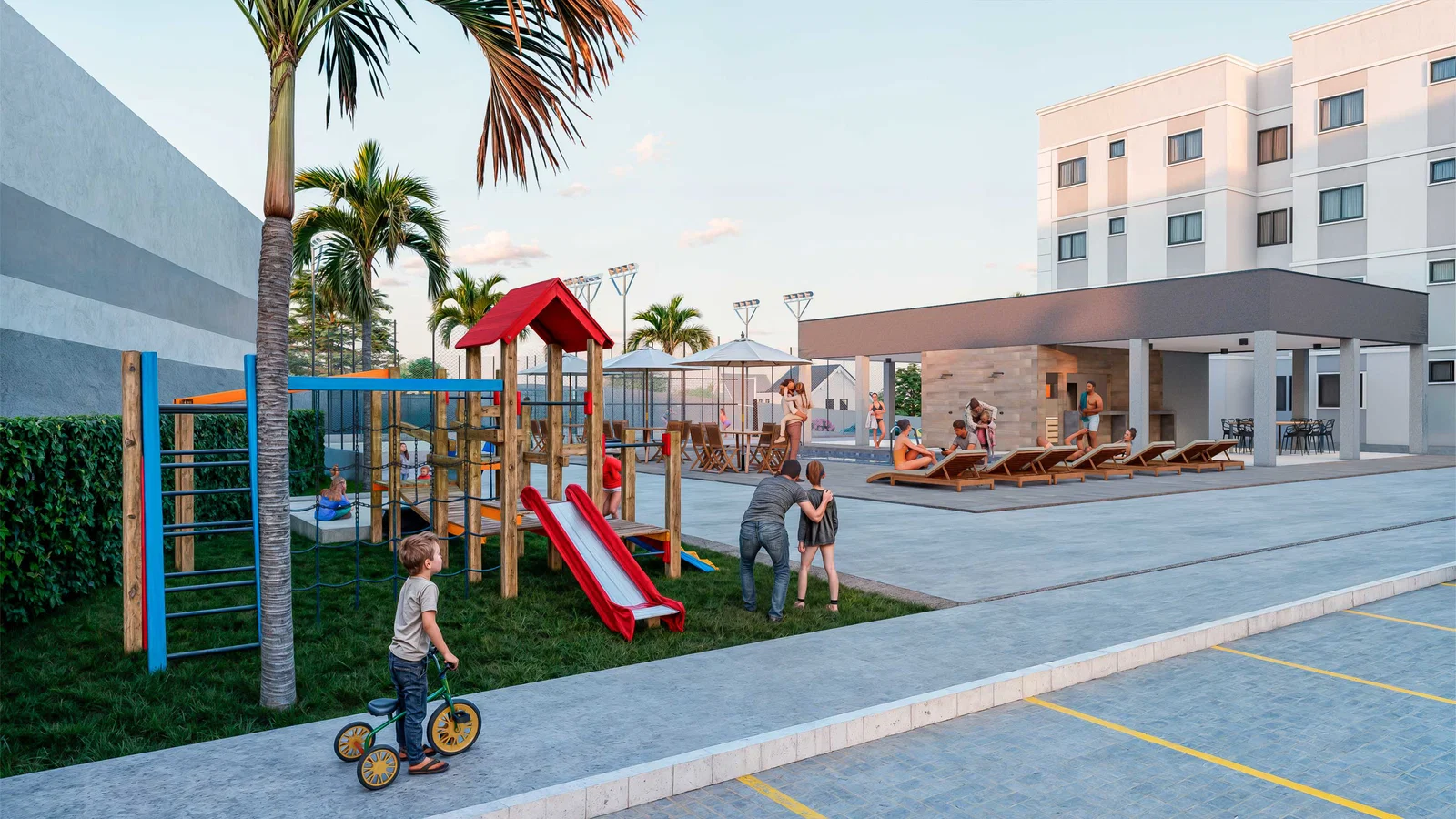 Parque infantil e espaço gourmet