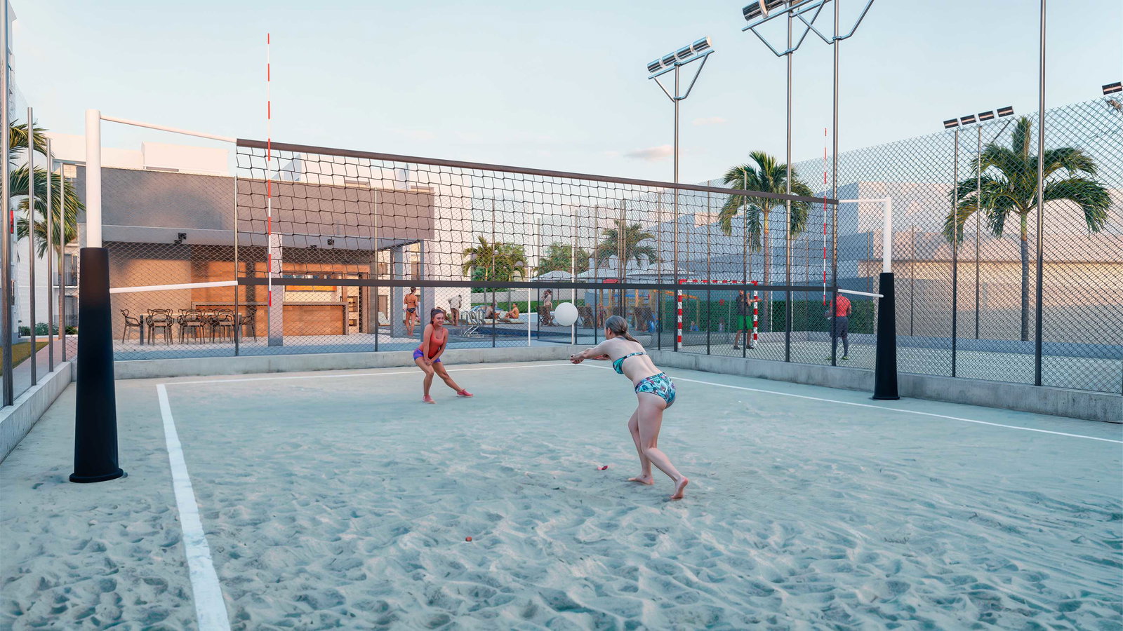 Quadra de areia e quadra esportiva