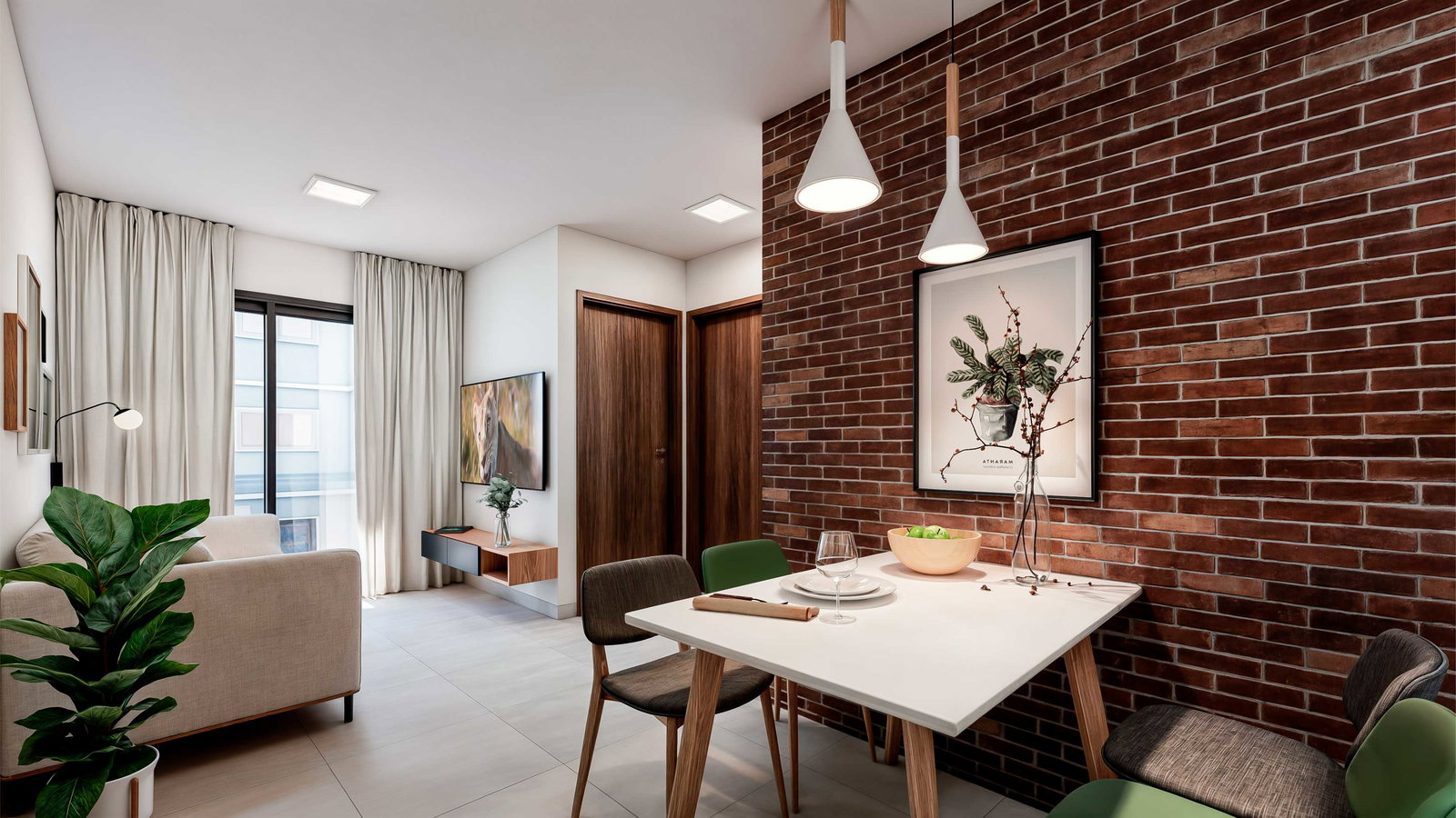 Sala de estar e jantar do apartamento